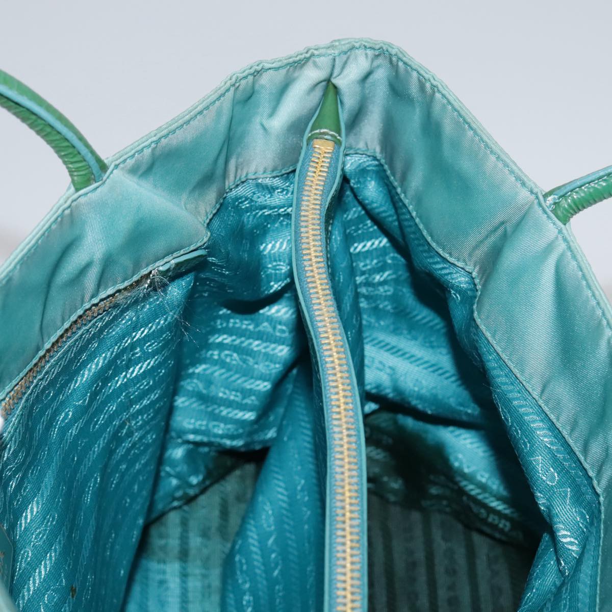 PRADA Tote Bag Nylon Blue Gold Auth mr916