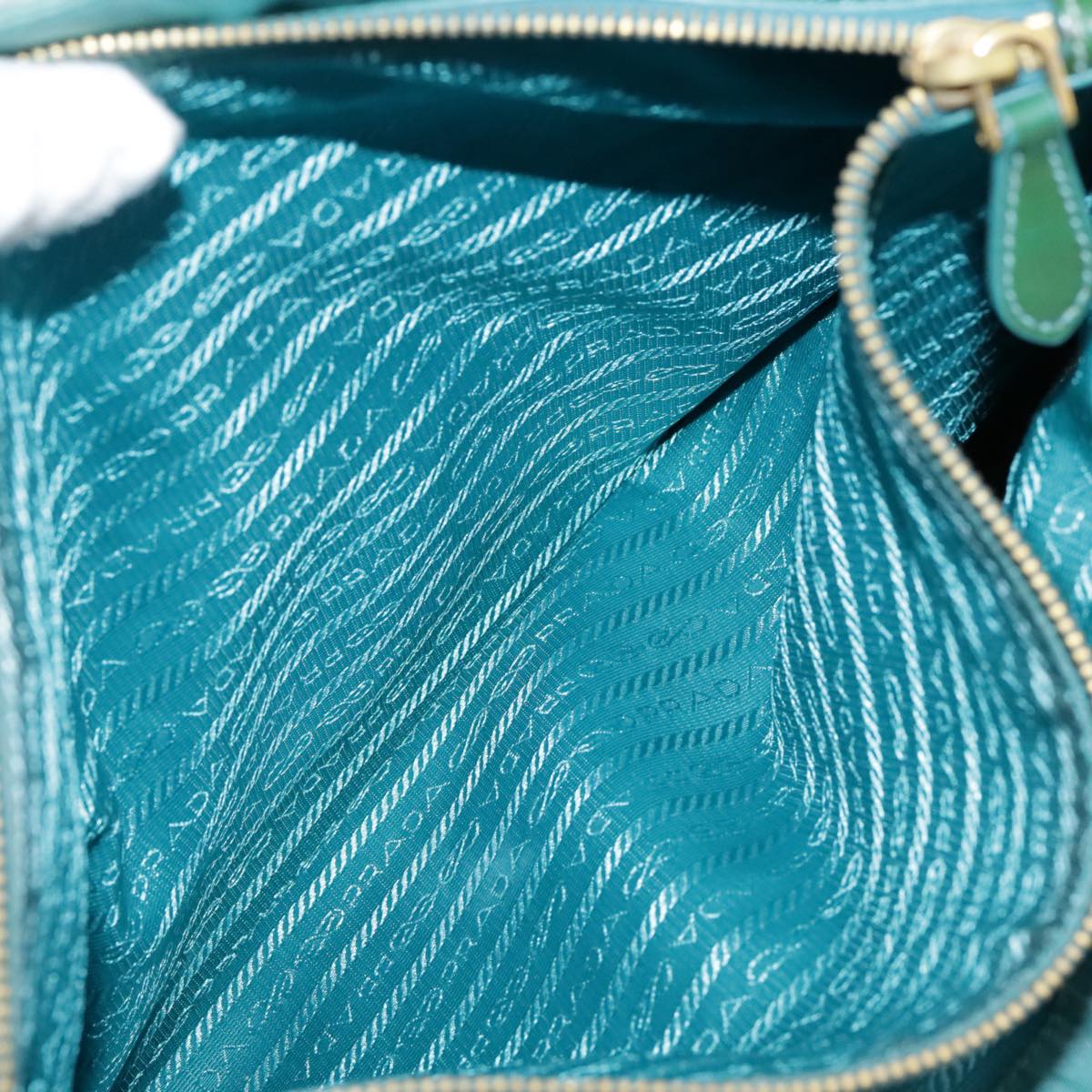 PRADA Tote Bag Nylon Blue Gold Auth mr916