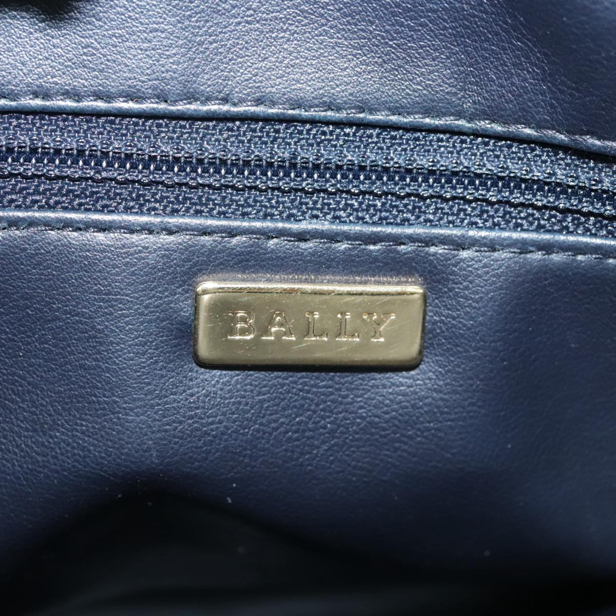 BALLY Chain Tote Bag Leather Black Gold Auth mr918