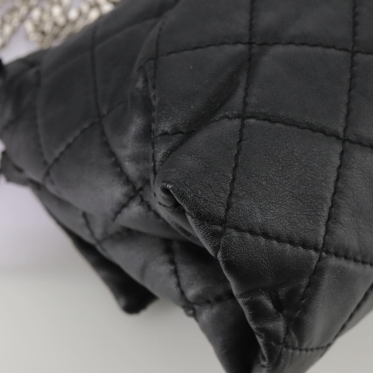 Stella MacCartney Chain Hand Bag Leather 2way Black Silver Auth mr934