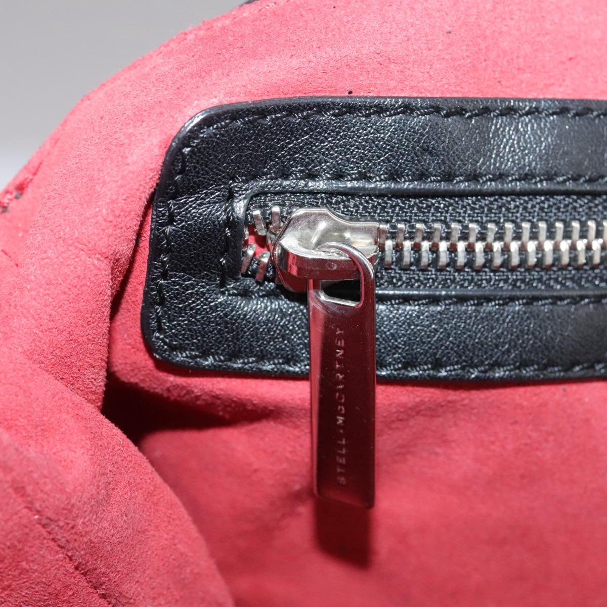 Stella MacCartney Chain Hand Bag Leather 2way Black Silver Auth mr934