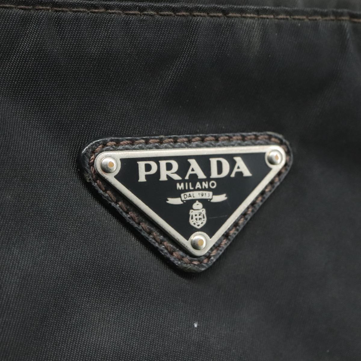 PRADA Shoulder Bag Nylon Black Silver Auth mr935