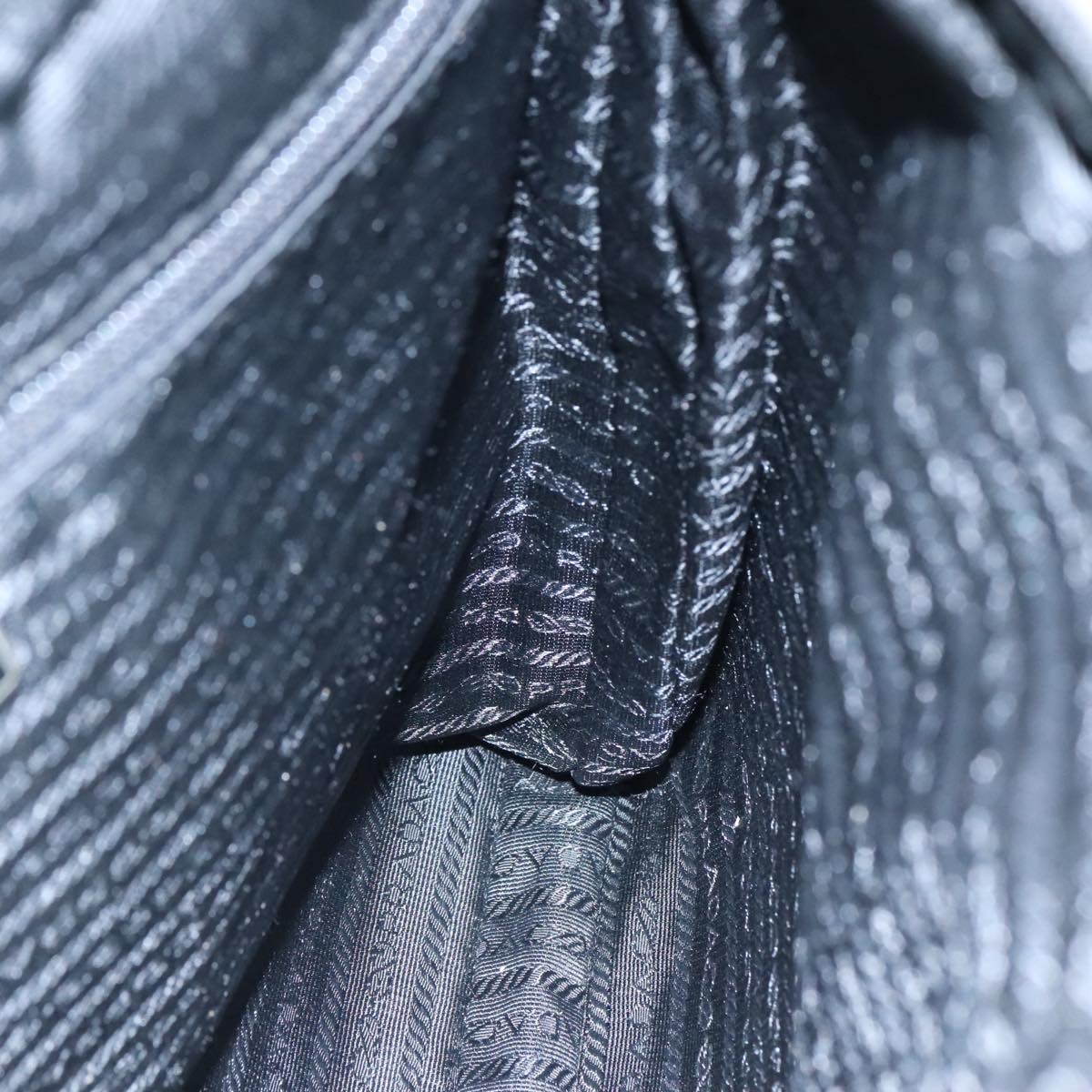 PRADA Shoulder Bag Nylon Black Silver Auth mr935