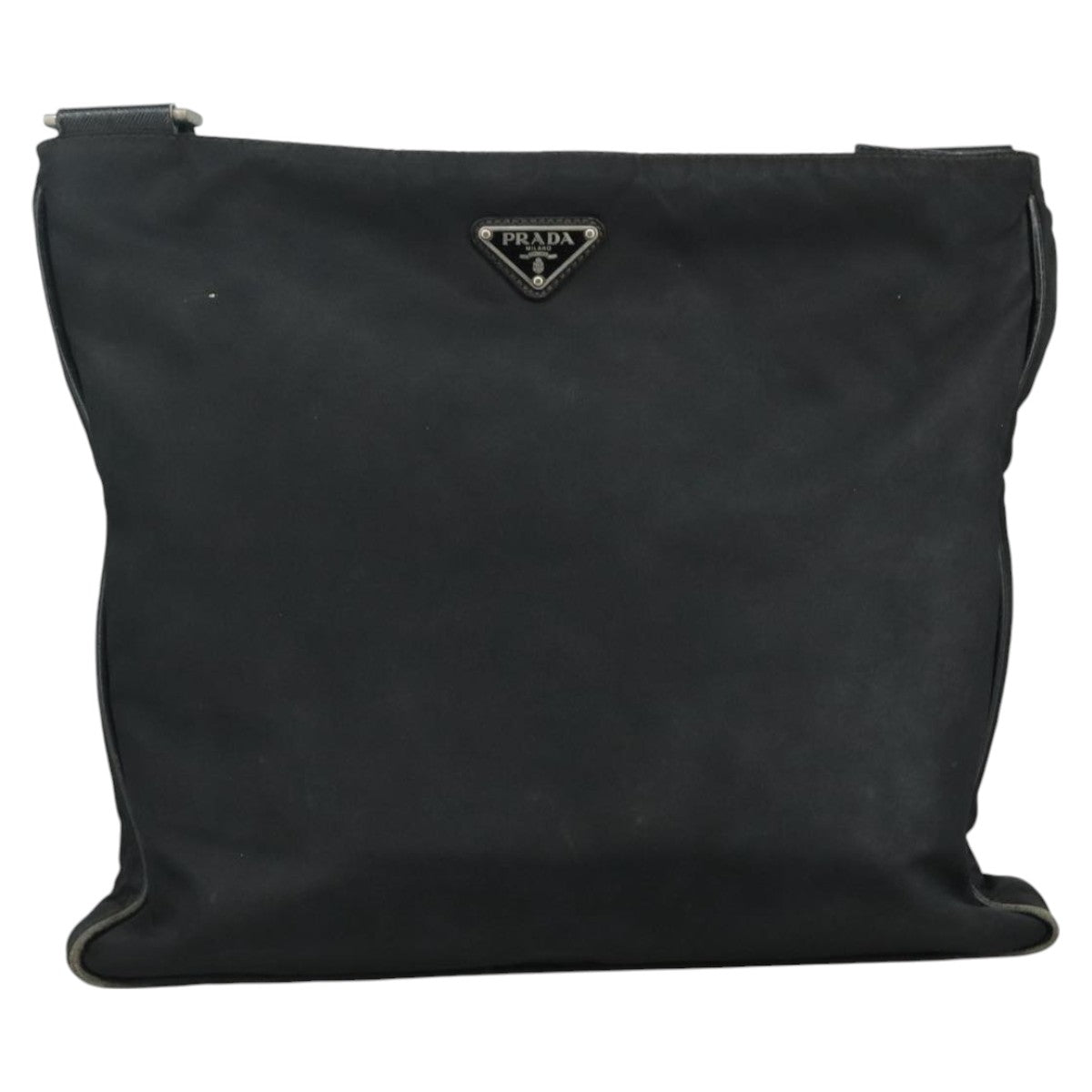 PRADA Shoulder Bag Nylon Black Silver Auth mr935