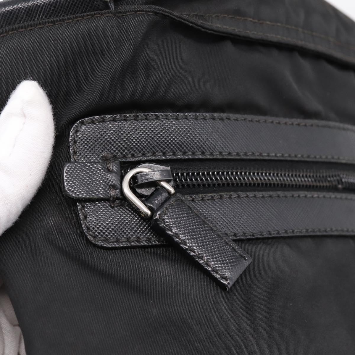 PRADA Shoulder Bag Nylon Black Silver Auth mr935