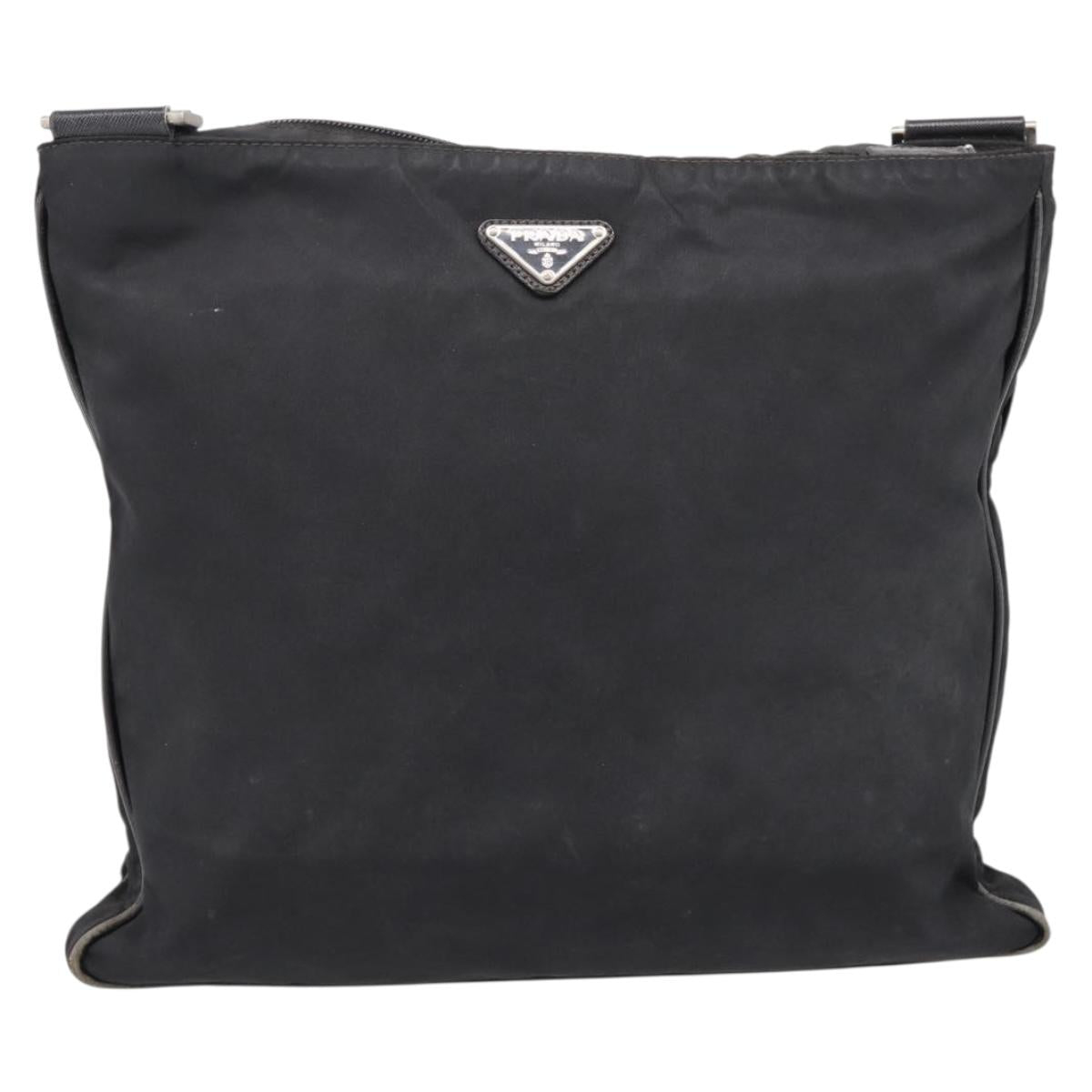 PRADA Shoulder Bag Nylon Black Silver Auth mr935
