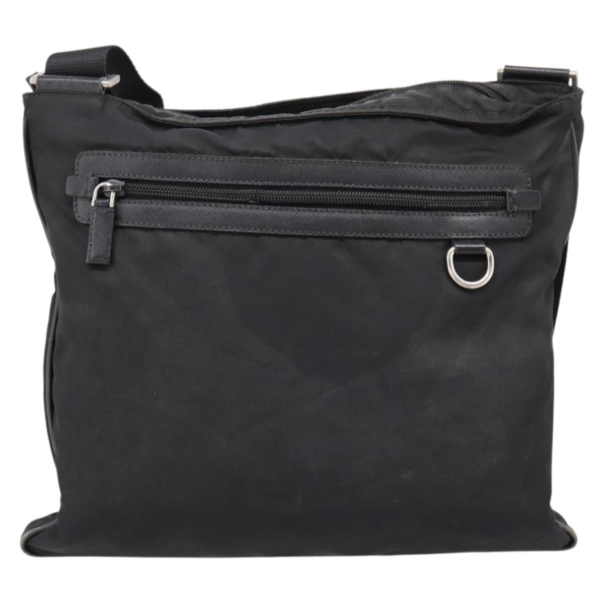 PRADA Shoulder Bag Nylon Black Silver Auth mr935