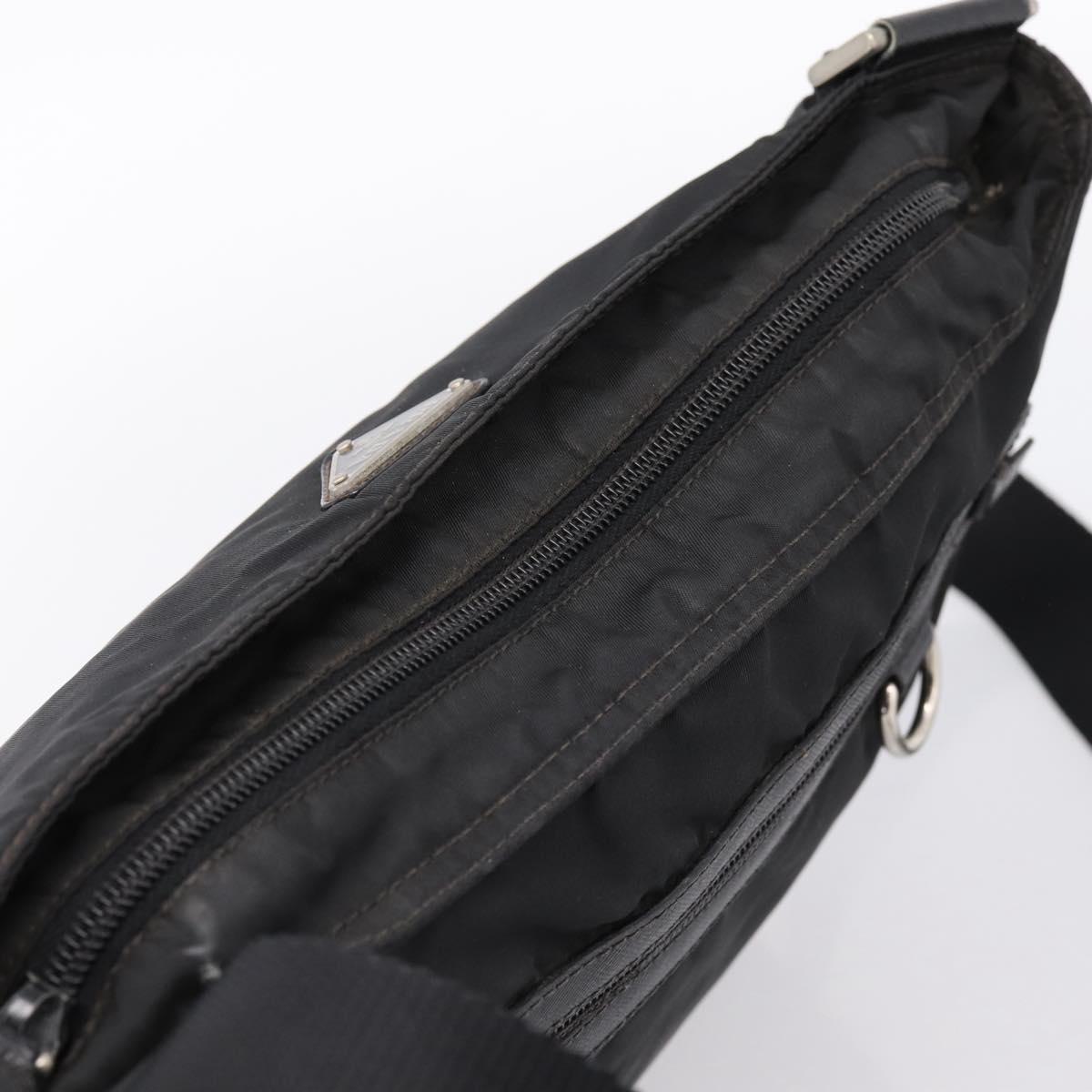 PRADA Shoulder Bag Nylon Black Silver Auth mr935