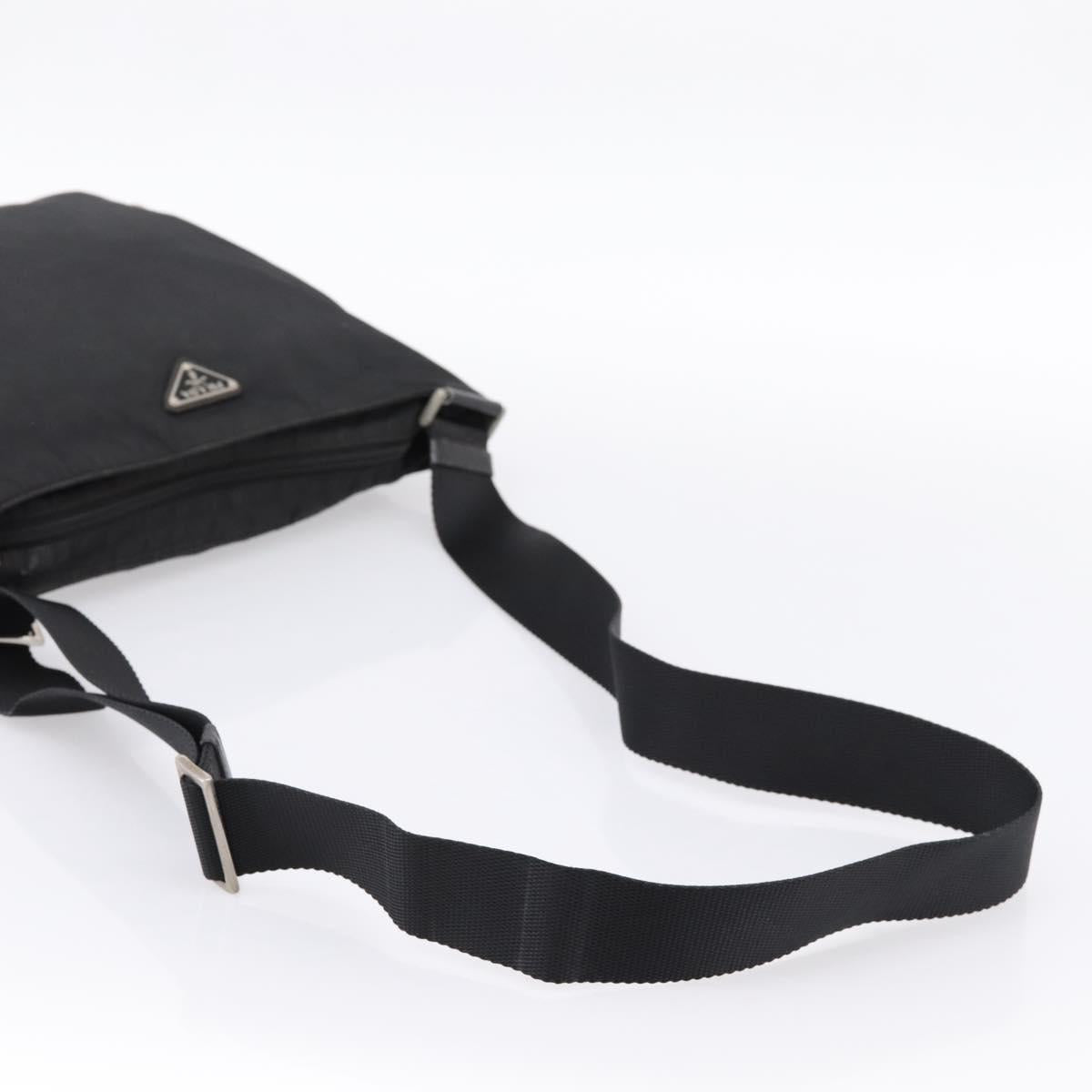 PRADA Shoulder Bag Nylon Black Silver Auth mr935