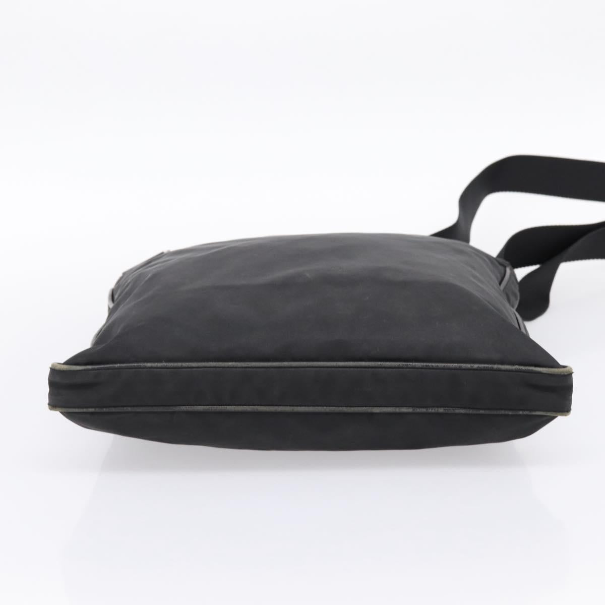 PRADA Shoulder Bag Nylon Black Silver Auth mr935