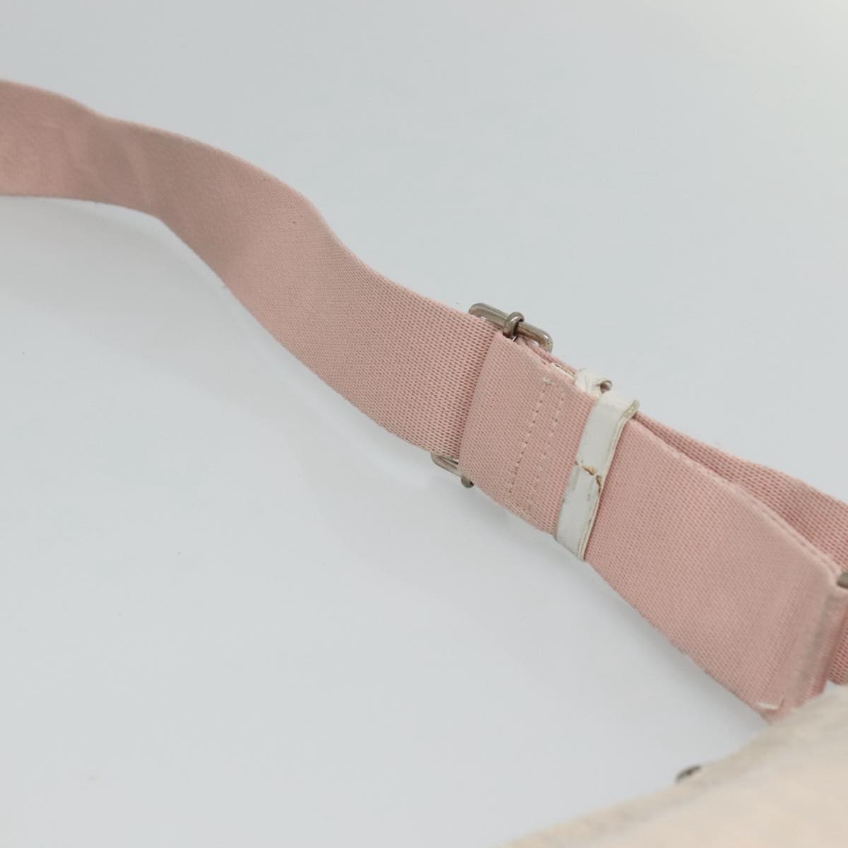 Christian Dior Trotter Canvas Shoulder Bag Beige Pink Silver Auth mr996