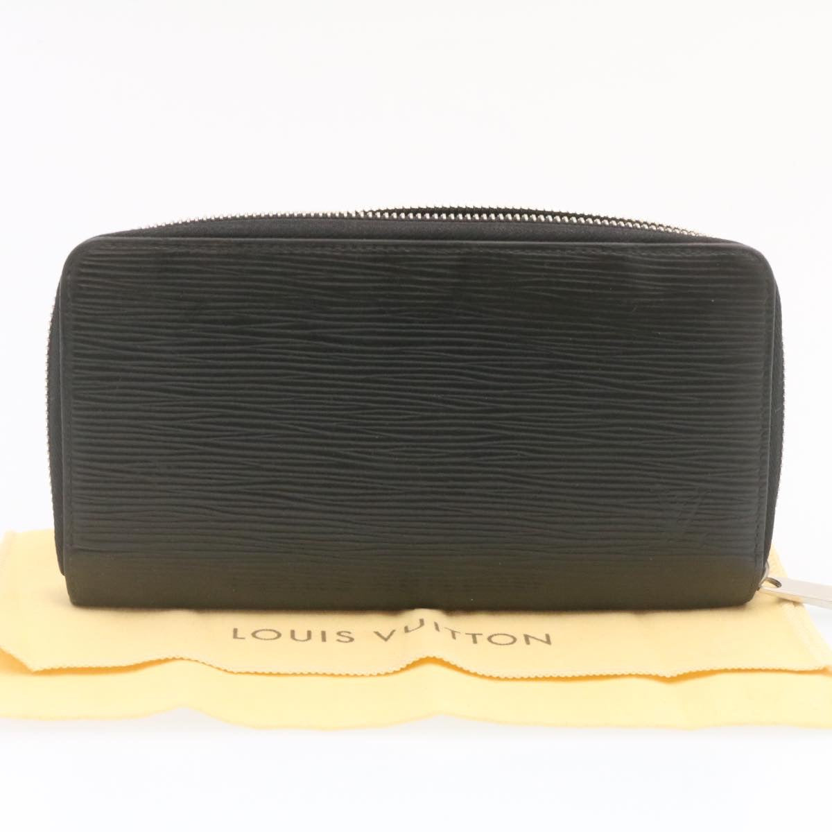 LOUIS VUITTON Epi Zippy Wallet Long Wallet Black Silver M68157 LV Auth ms045