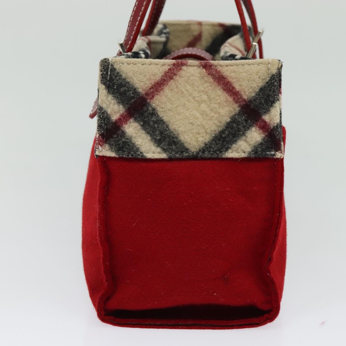 BURBERRY Nova Check Blue Label Hand Bag Wool Beige Auth MX023