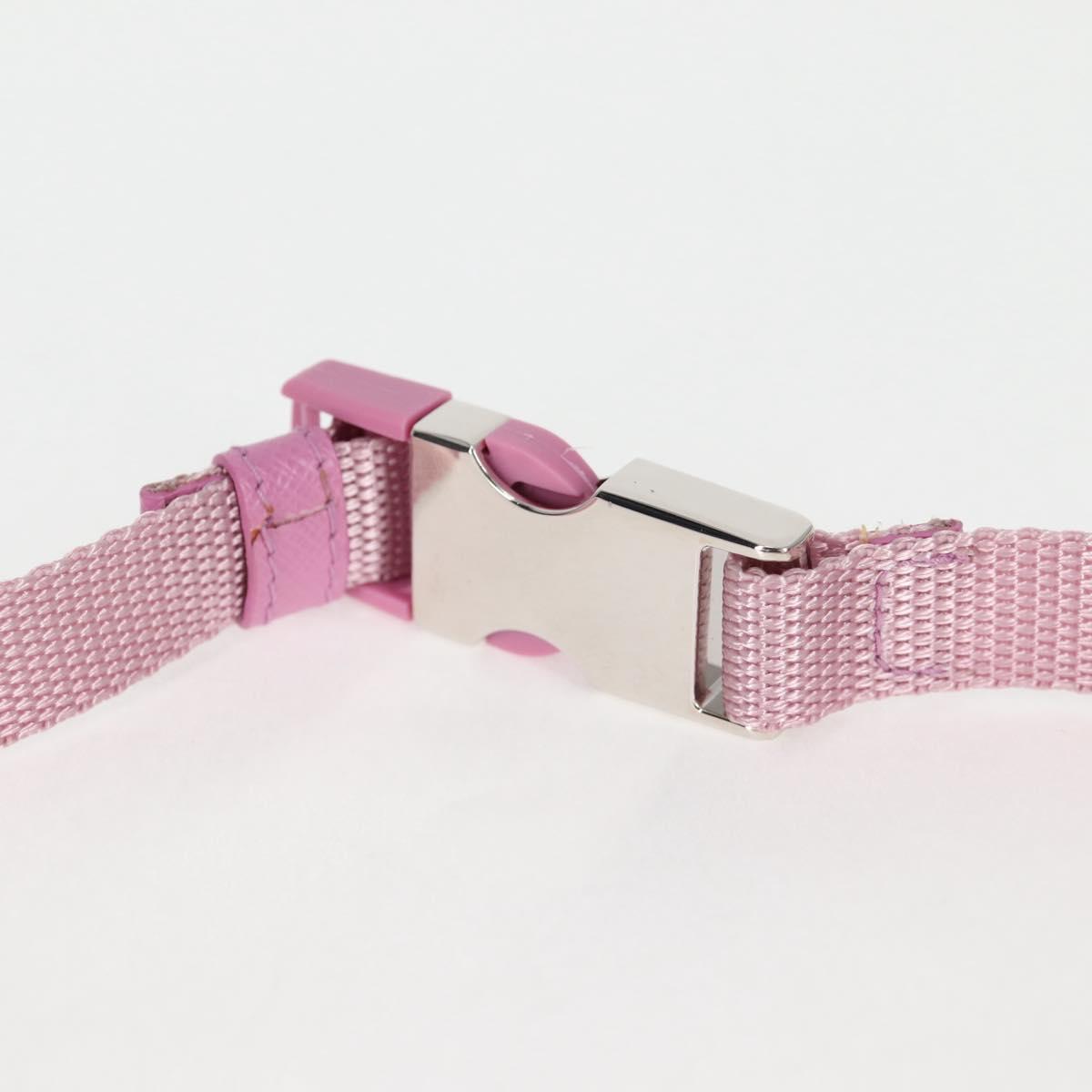 PRADA Smartphone Pouch Shoulder Bag Nylon Pink Silver Auth MX024M