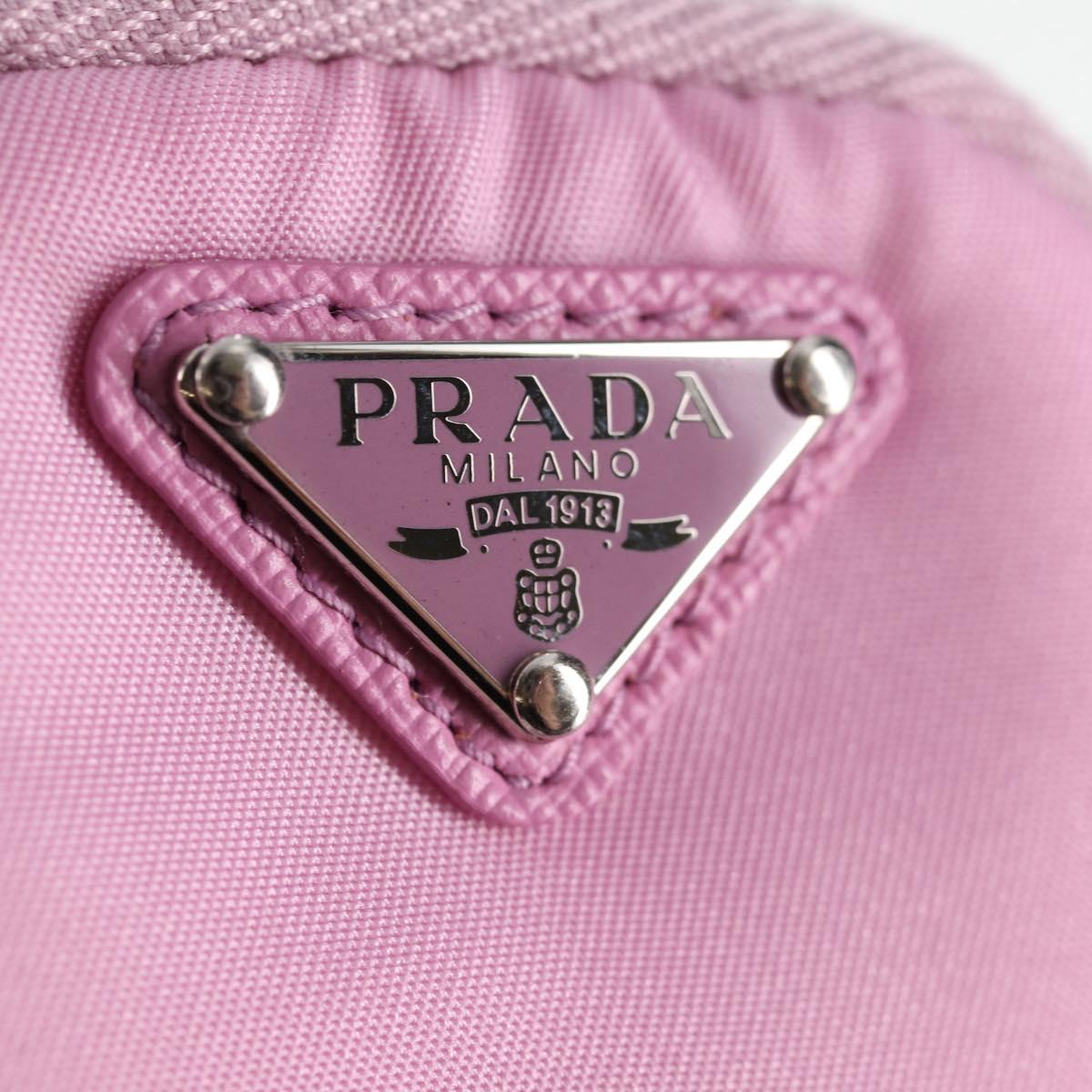 PRADA Smartphone Pouch Shoulder Bag Nylon Pink Silver Auth MX024M