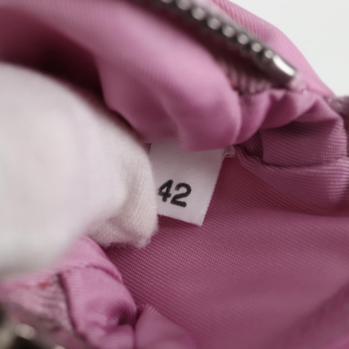 PRADA Smartphone Pouch Shoulder Bag Nylon Pink Silver Auth MX024M