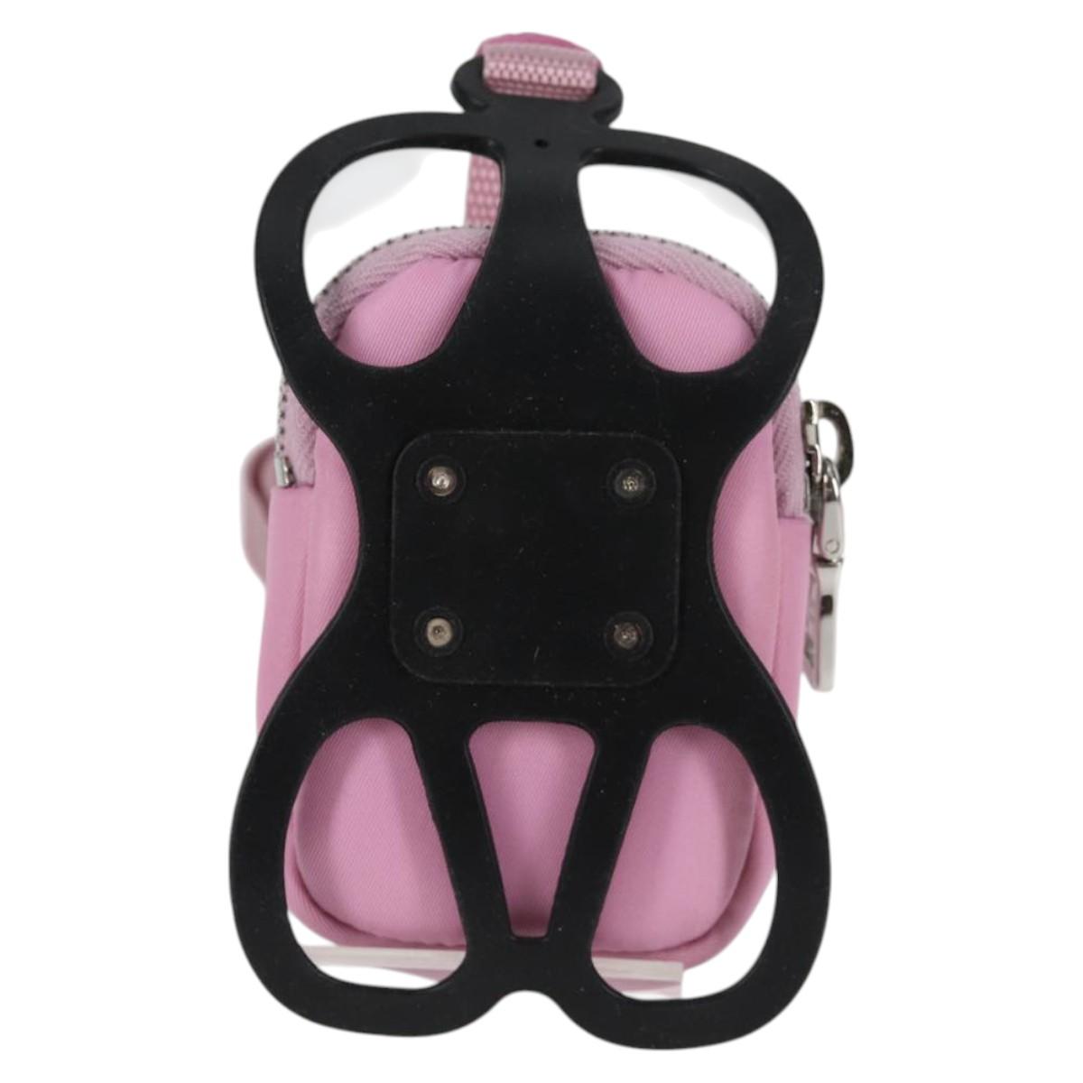 PRADA Smartphone Pouch Shoulder Bag Nylon Pink Silver Auth MX024M