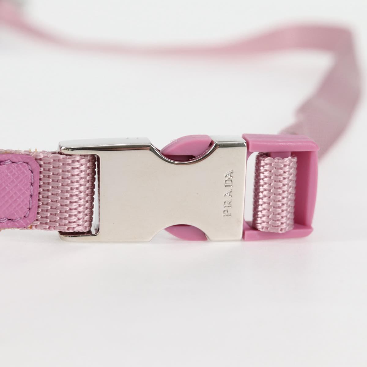 PRADA Smartphone Pouch Shoulder Bag Nylon Pink Silver Auth MX024M