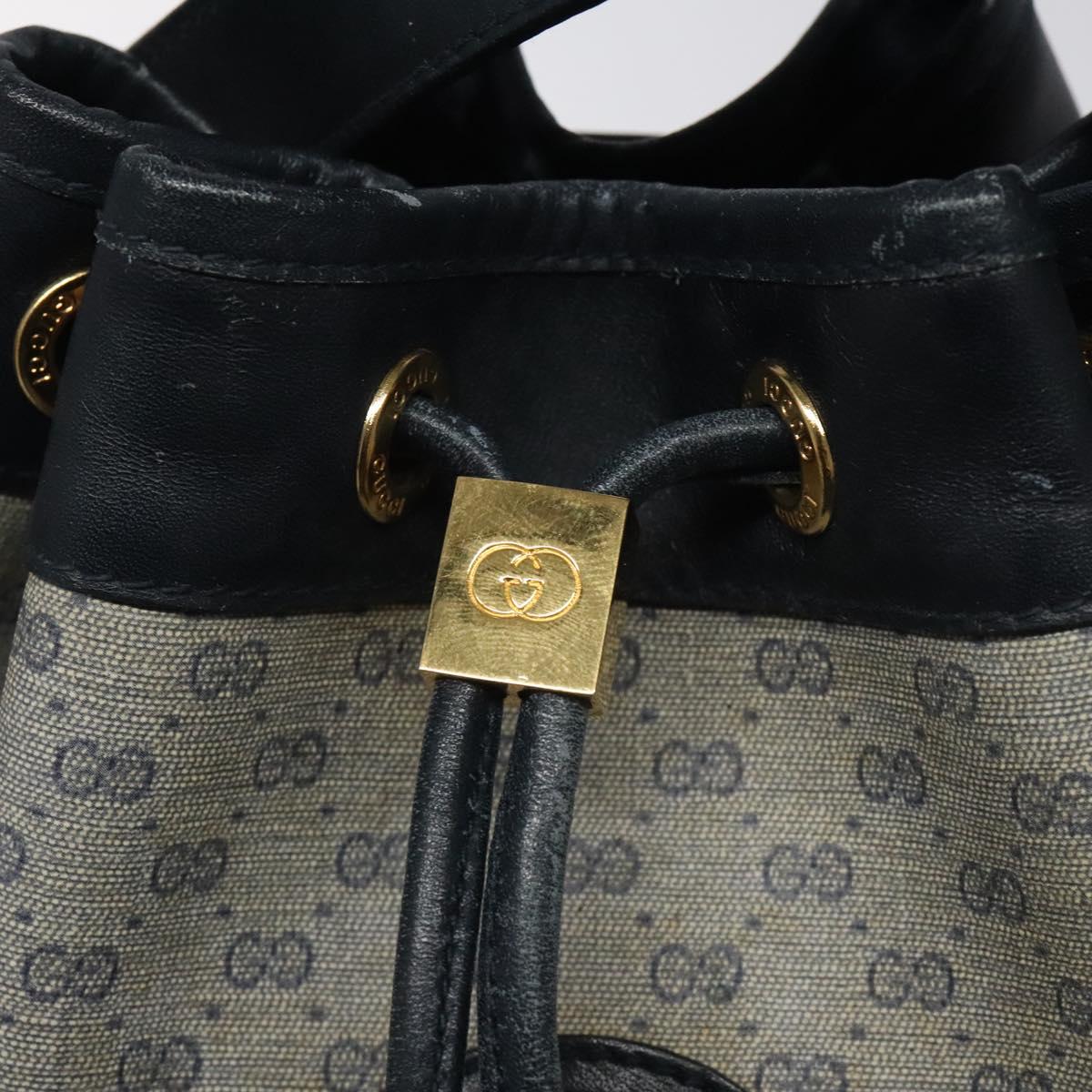 GUCCI Micro GG Supreme Shoulder Bag PVC Navy Gold Auth MX035