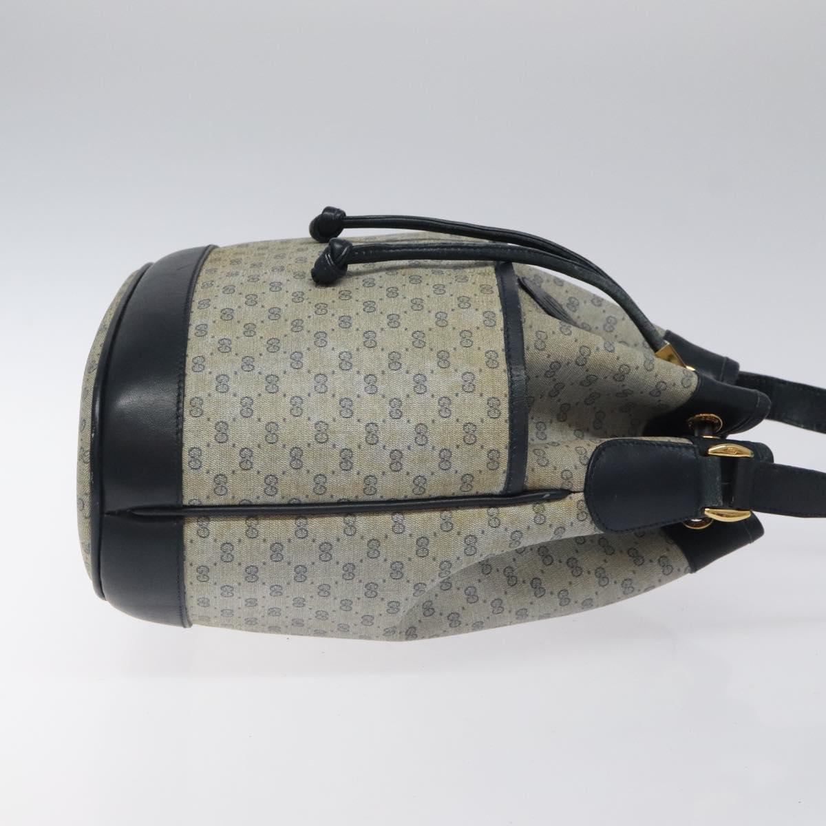 GUCCI Micro GG Supreme Shoulder Bag PVC Navy Gold Auth MX035