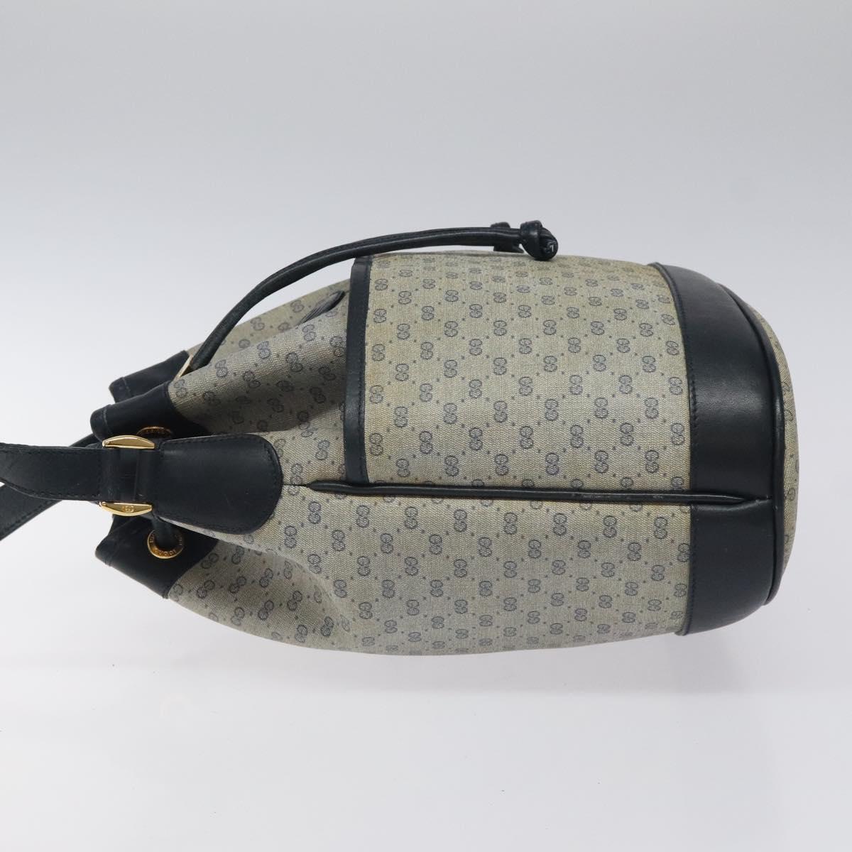 GUCCI Micro GG Supreme Shoulder Bag PVC Navy Gold Auth MX035
