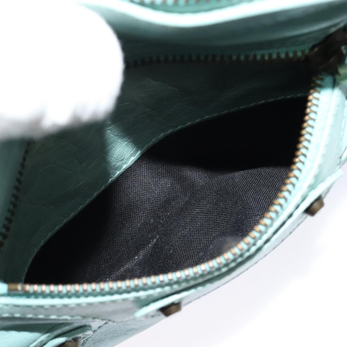 BALENCIAGA The Shoulder Bag Leather Light Blue 138226 Auth MX037