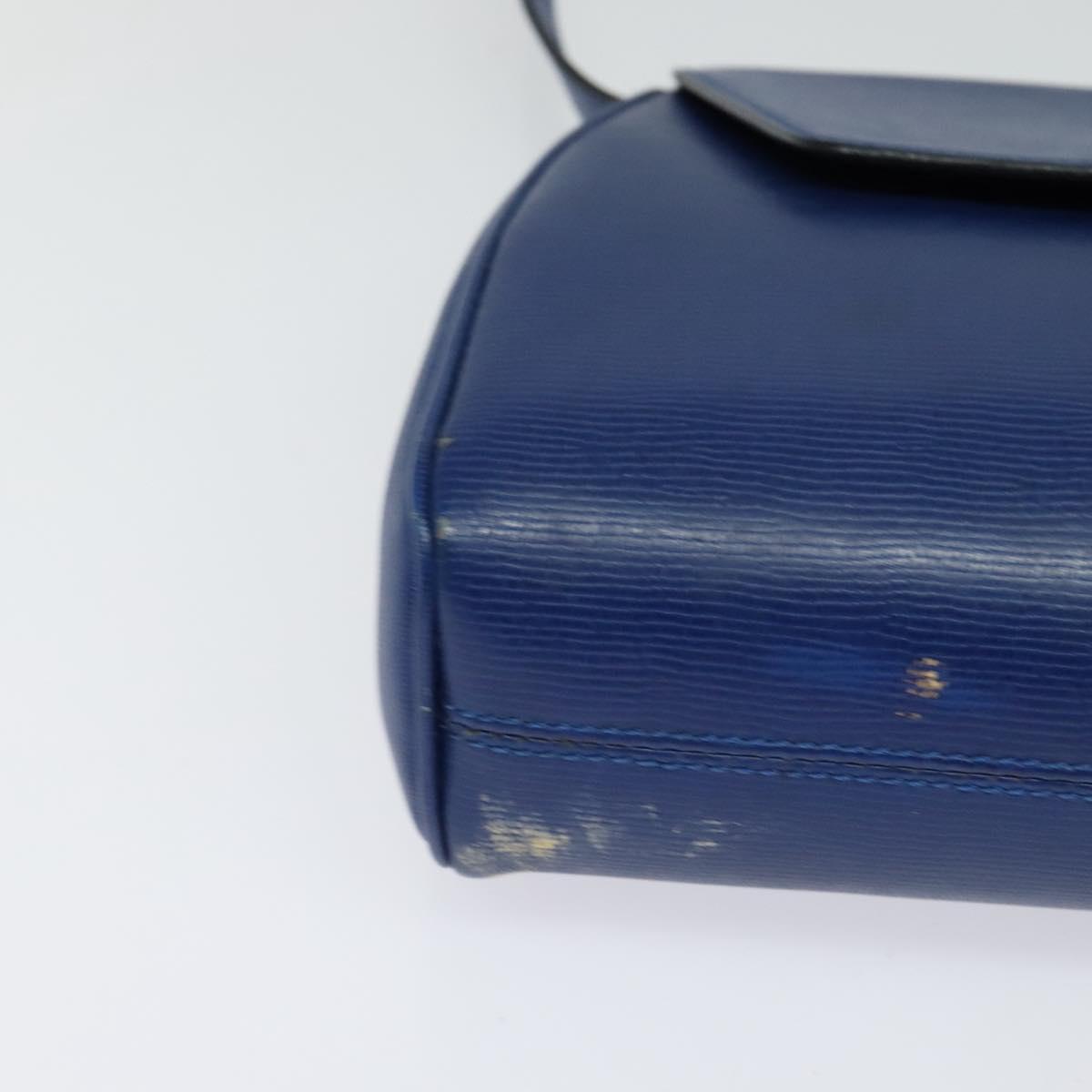 CELINE Shoulder Bag Leather Blue Gold Auth MX045
