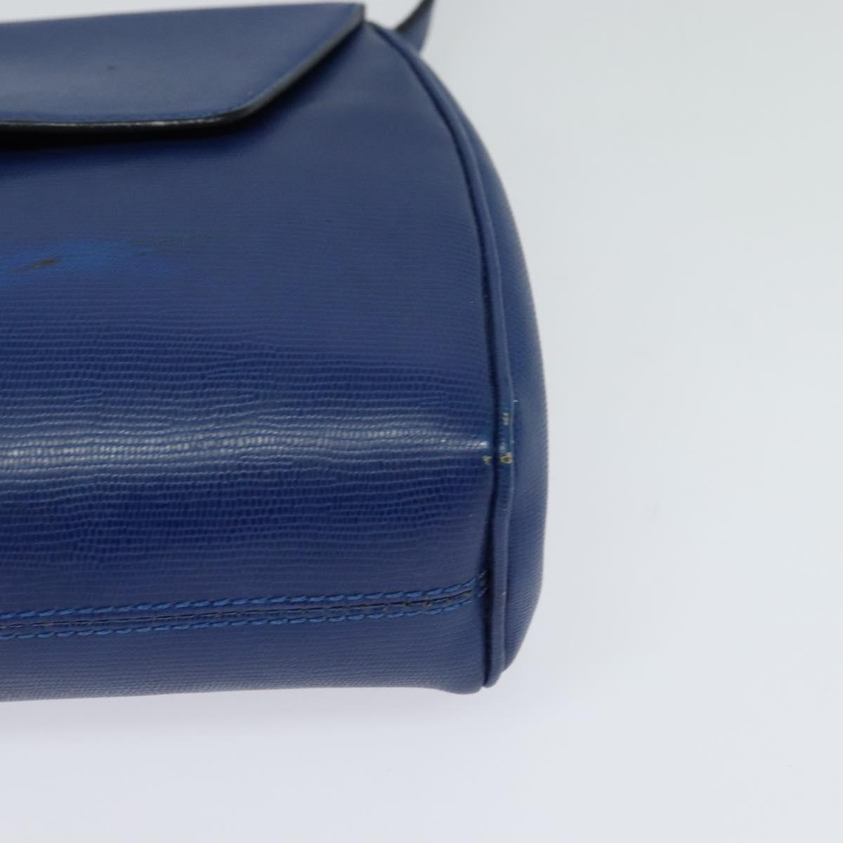 CELINE Shoulder Bag Leather Blue Gold Auth MX045