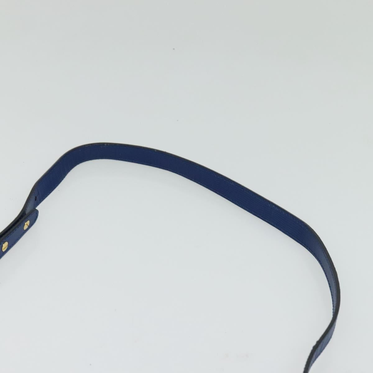 CELINE Shoulder Bag Leather Blue Gold Auth MX045