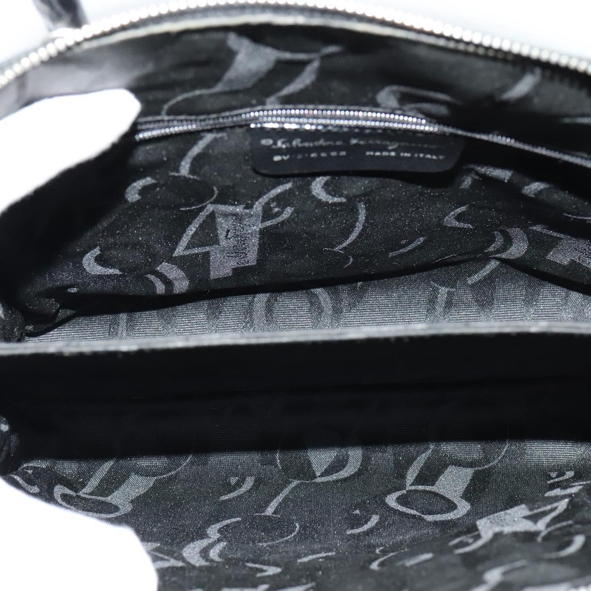 Salvatore Ferragamo Hand Bag Patent leather 2way Black Auth MX066