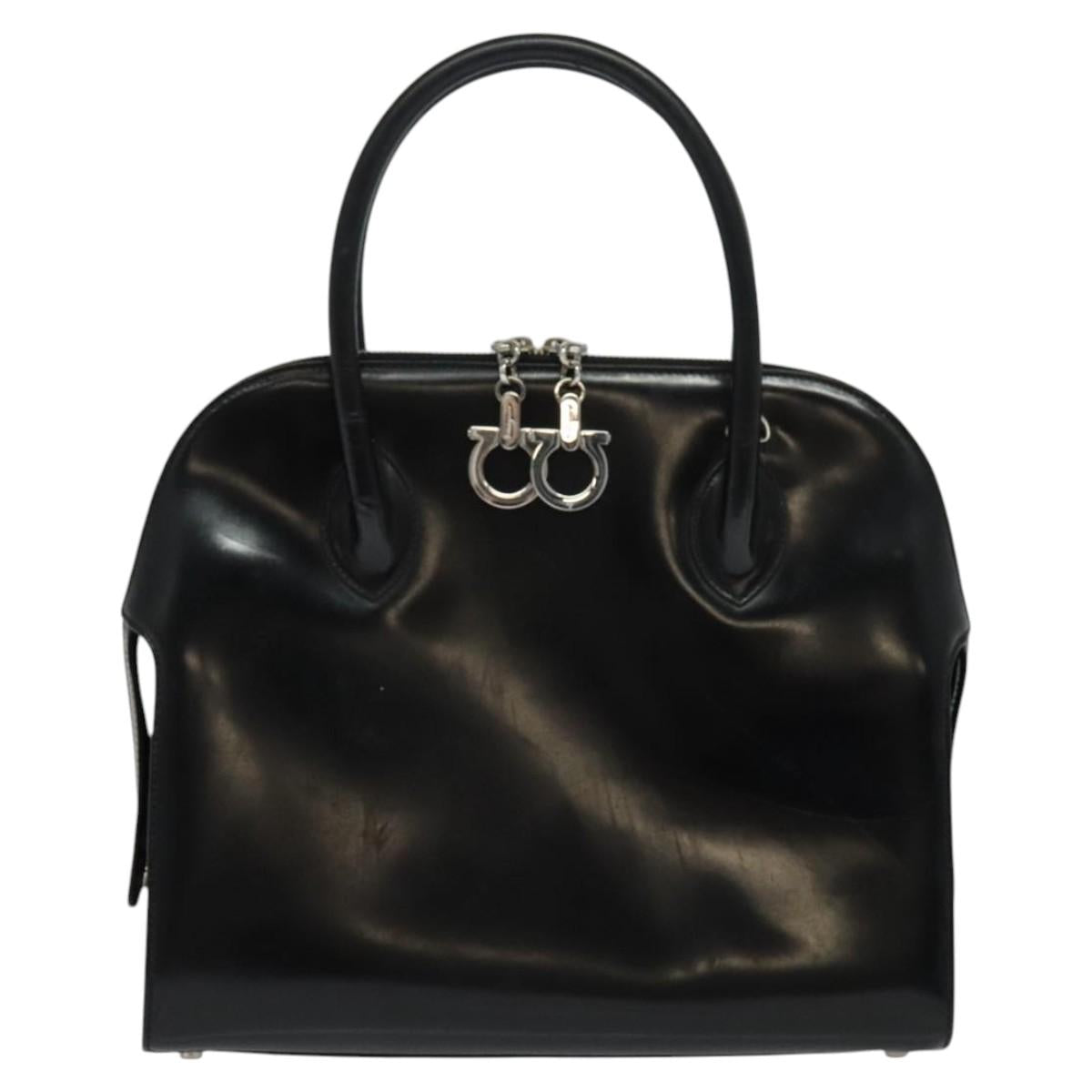 Salvatore Ferragamo Hand Bag Patent leather 2way Black Auth MX066