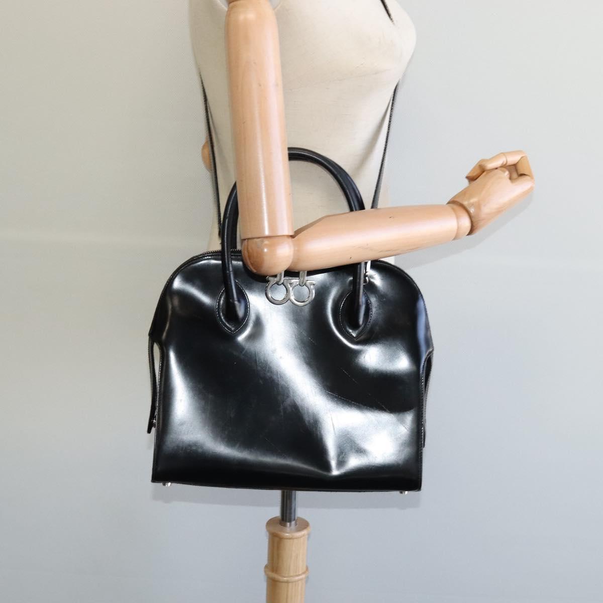 Salvatore Ferragamo Hand Bag Patent leather 2way Black Auth MX066