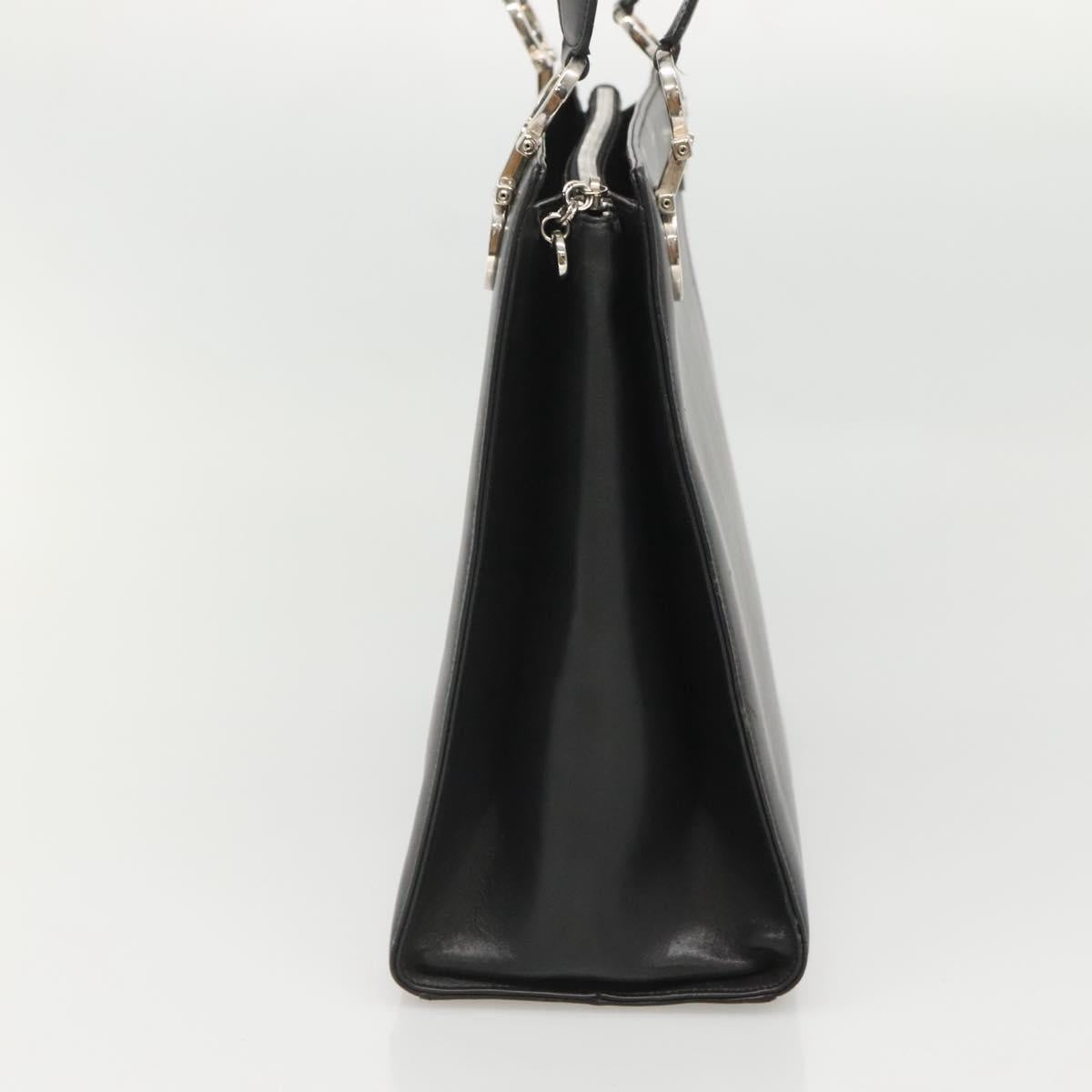 Salvatore Ferragamo Gancini Shoulder Bag Leather Black Silver Auth MX070