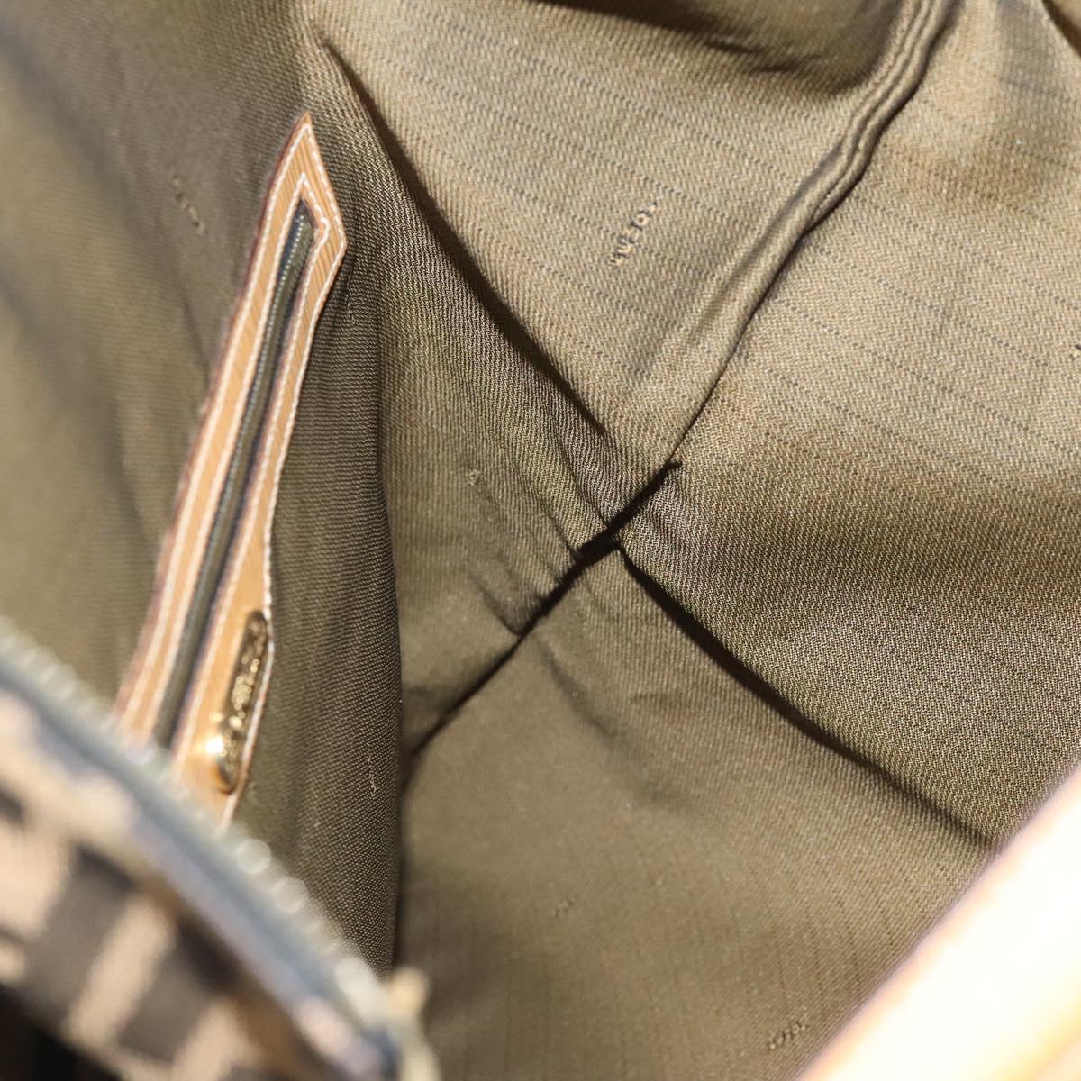 FENDI Zucca Canvas Shoulder Bag Black Brown Auth MX072V