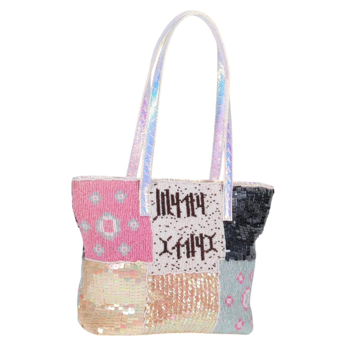 FENDI Tote Bag Beads Multicolor Silver Auth MX075SM