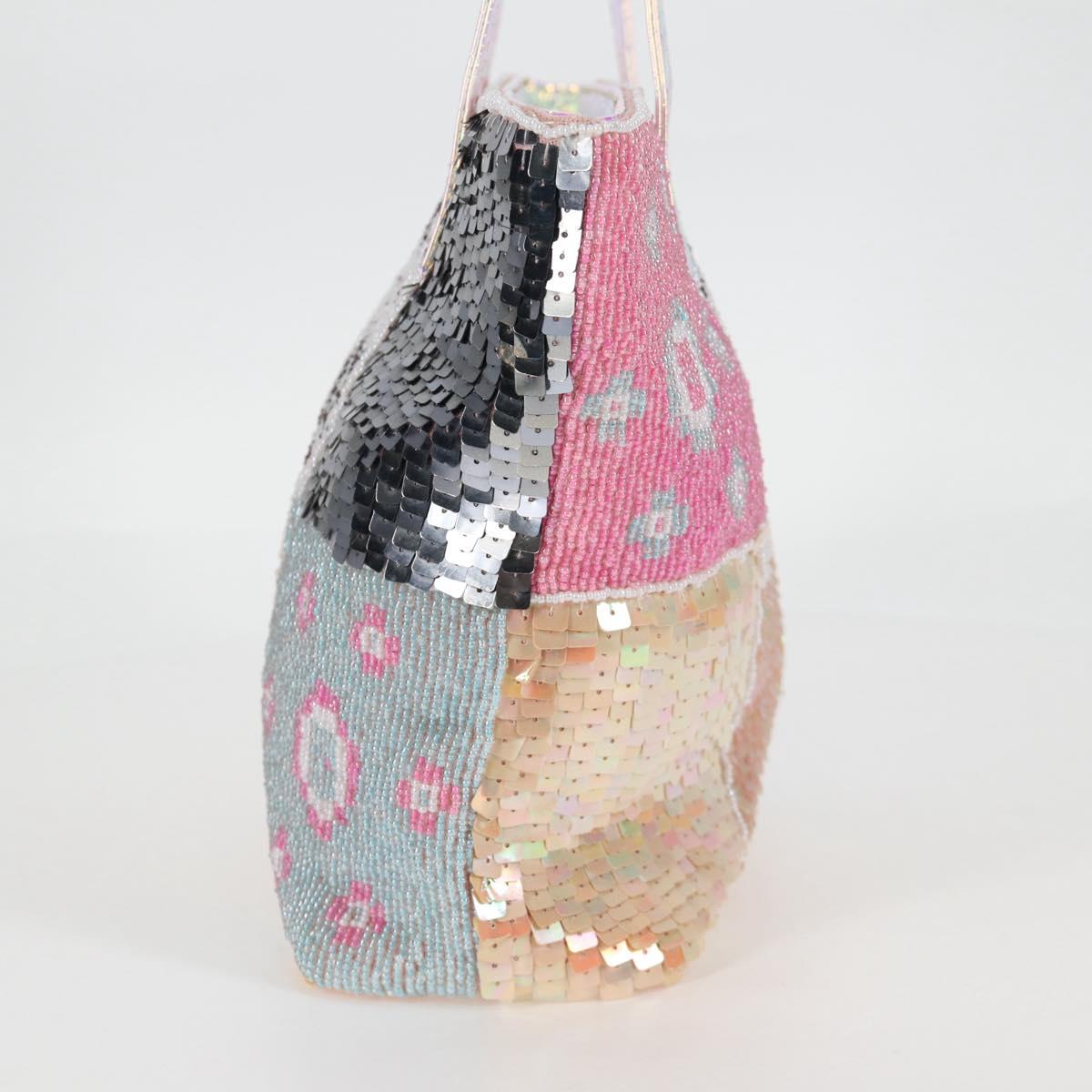 FENDI Tote Bag Beads Multicolor Silver Auth MX075SM