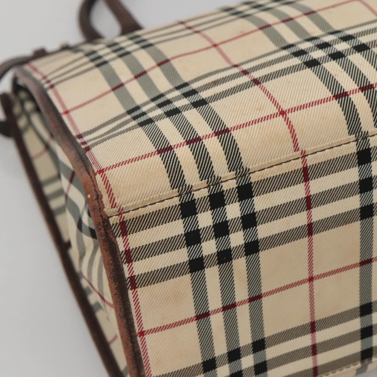 BURBERRY Nova Check Hand Bag Canvas Beige Auth MX078