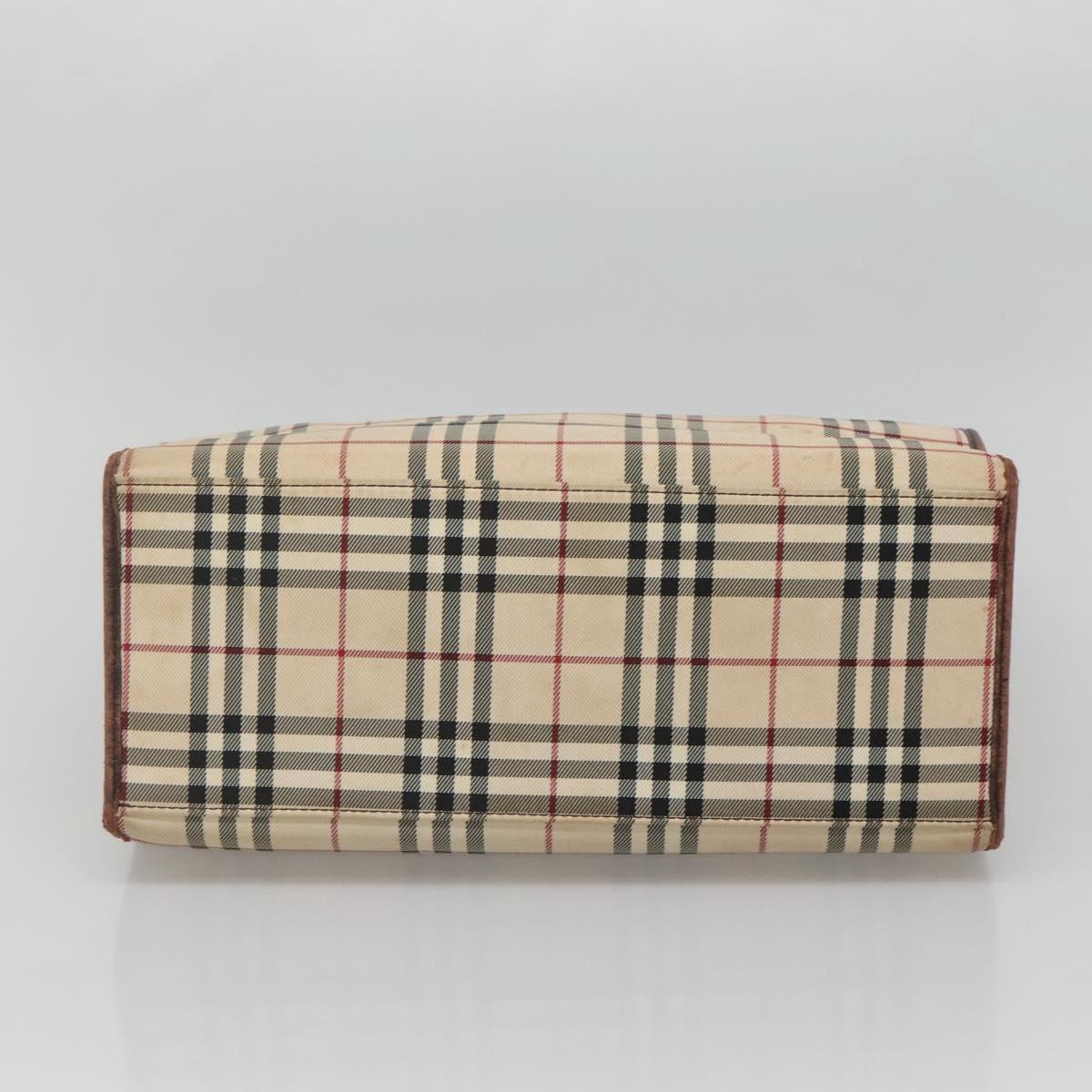 BURBERRY Nova Check Hand Bag Canvas Beige Auth MX078
