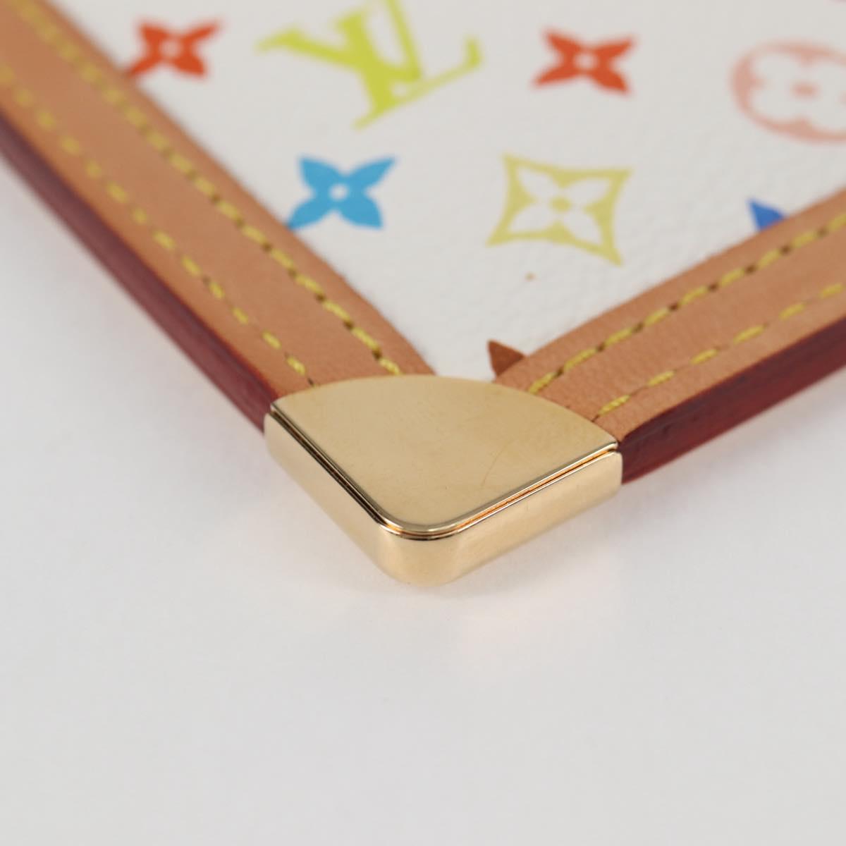 LOUIS VUITTON Monogram Multicolor Pochette Cles Purse White M92655 Auth MX081SM