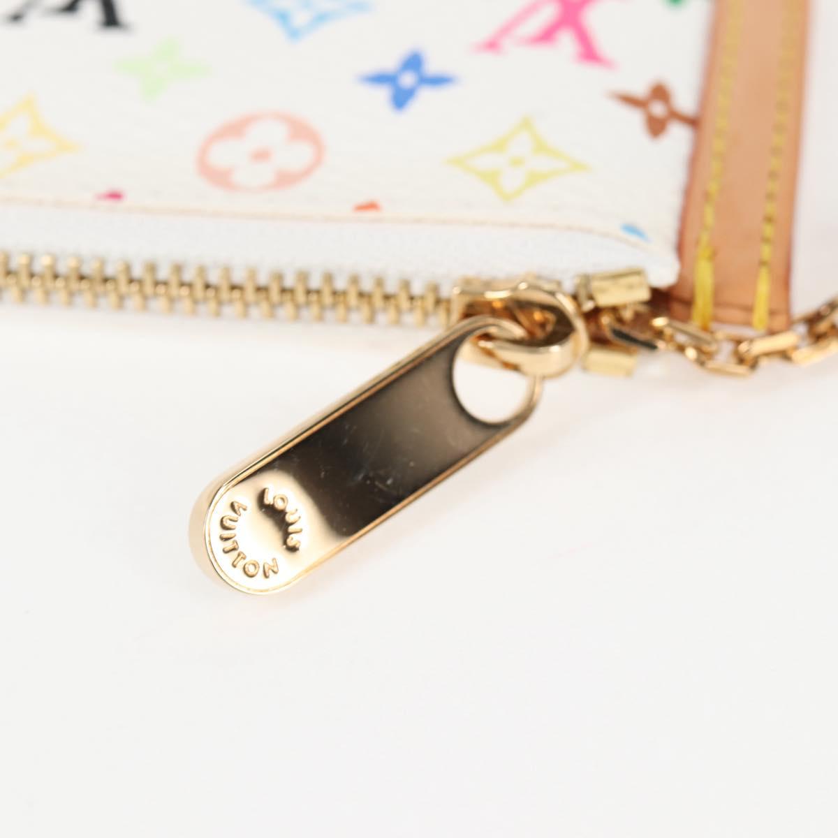 LOUIS VUITTON Monogram Multicolor Pochette Cles Purse White M92655 Auth MX081SM