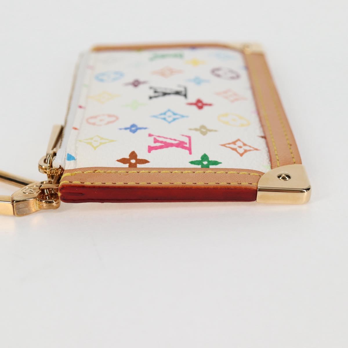 LOUIS VUITTON Monogram Multicolor Pochette Cles Purse White M92655 Auth MX081SM