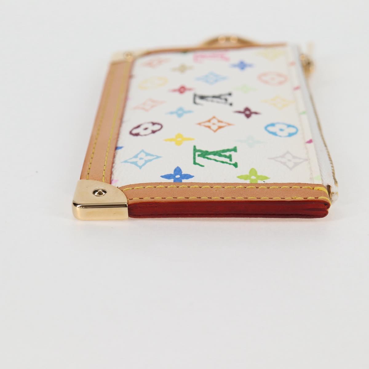 LOUIS VUITTON Monogram Multicolor Pochette Cles Purse White M92655 Auth MX081SM