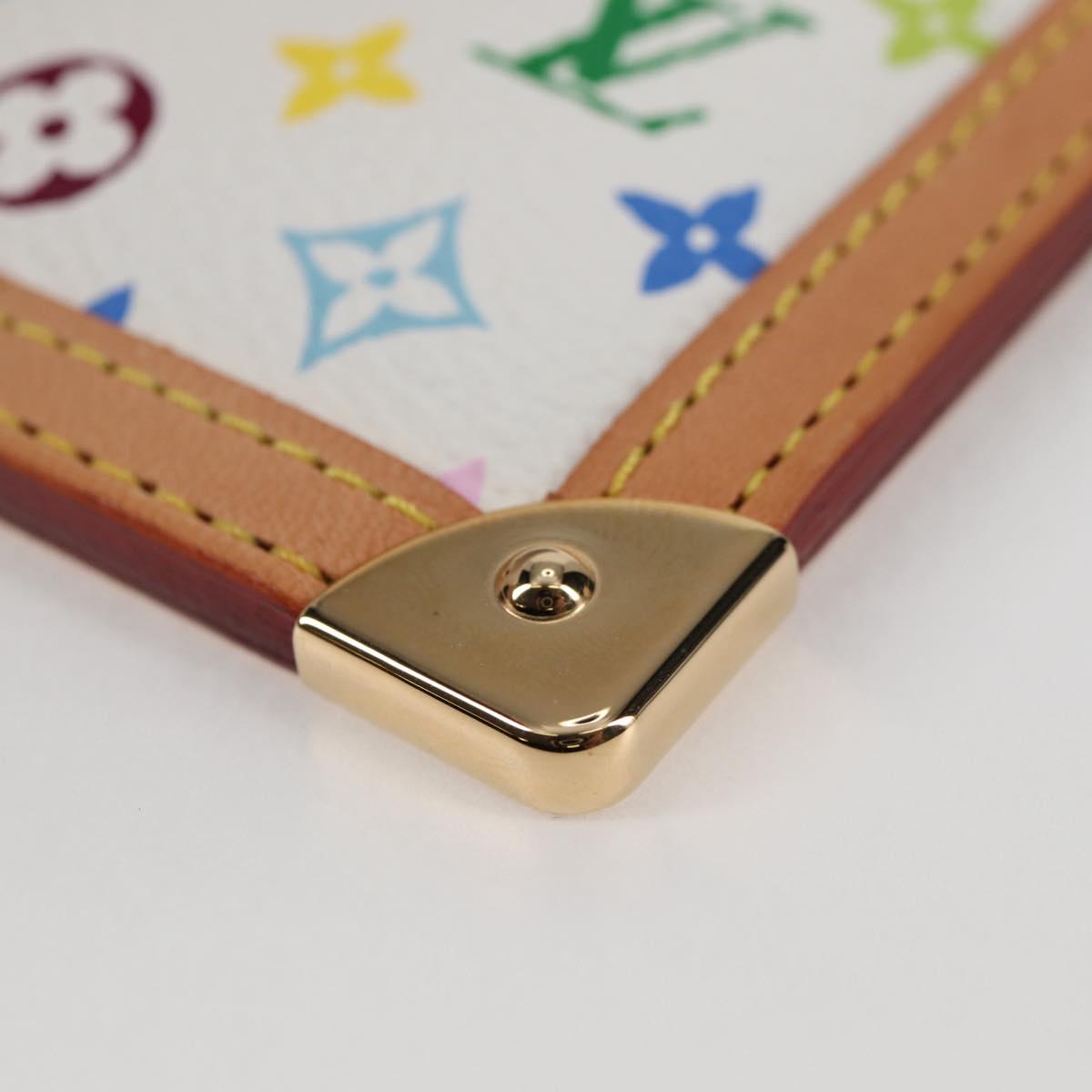 LOUIS VUITTON Monogram Multicolor Pochette Cles Purse White M92655 Auth MX081SM