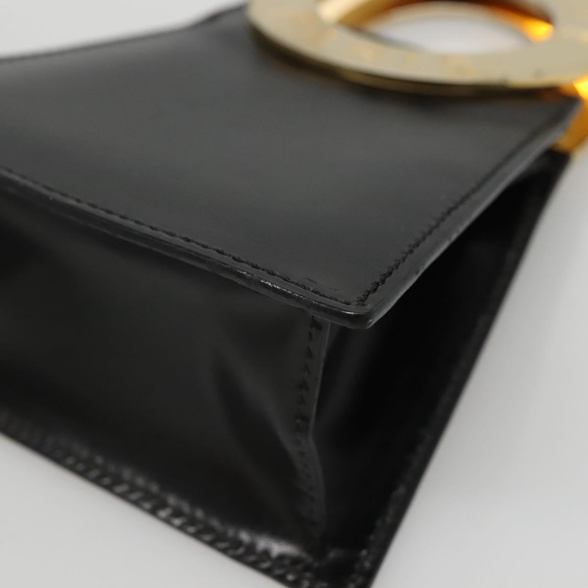 CELINE Shoulder Bag Leather Black Gold Auth MX093A