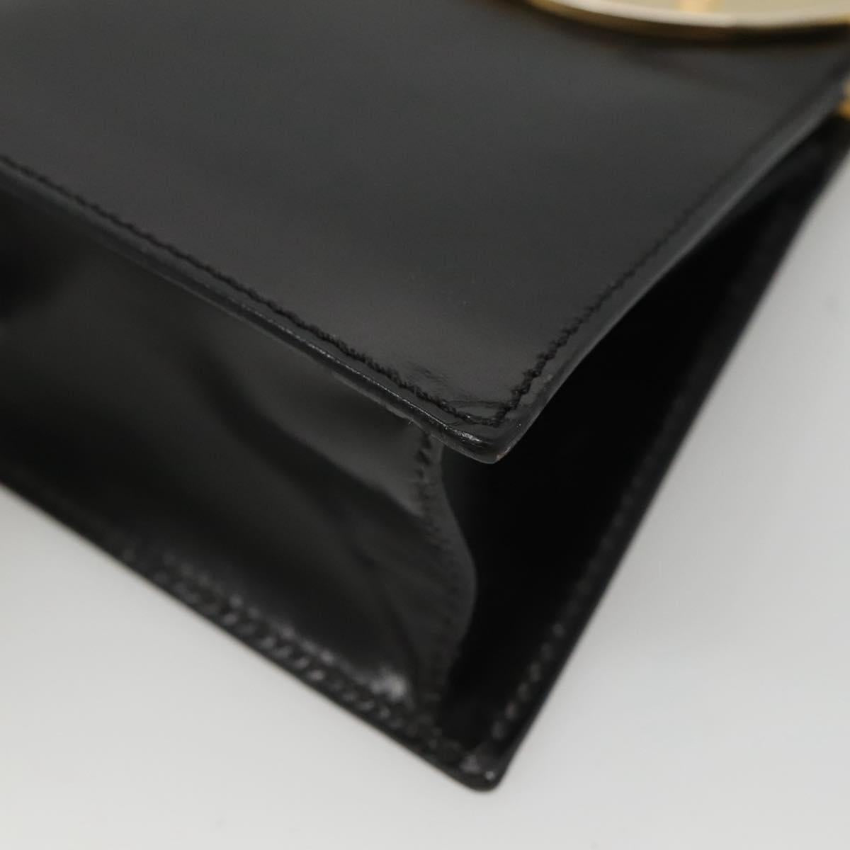 CELINE Shoulder Bag Leather Black Gold Auth MX093A