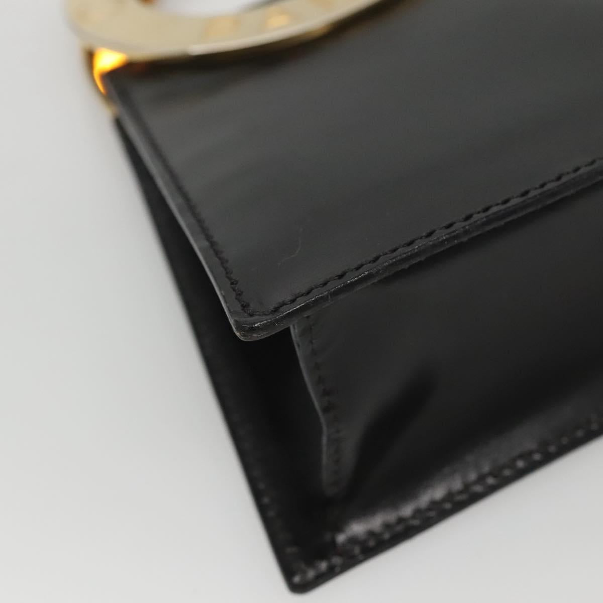 CELINE Shoulder Bag Leather Black Gold Auth MX093A