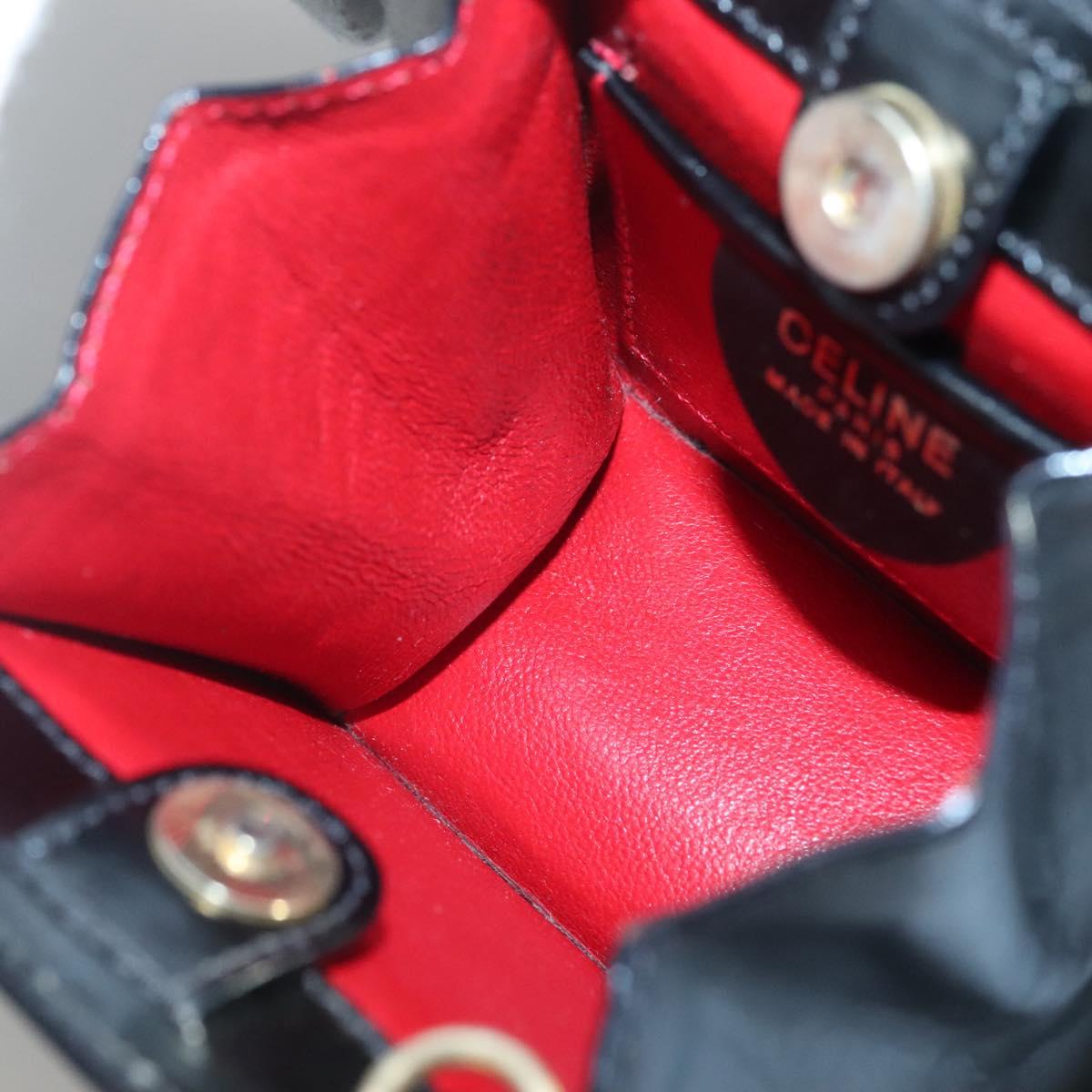 CELINE Shoulder Bag Leather Black Gold Auth MX093A