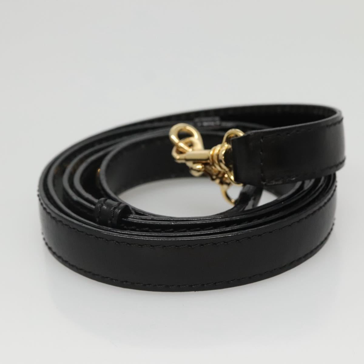 CELINE Shoulder Bag Leather Black Gold Auth MX093A