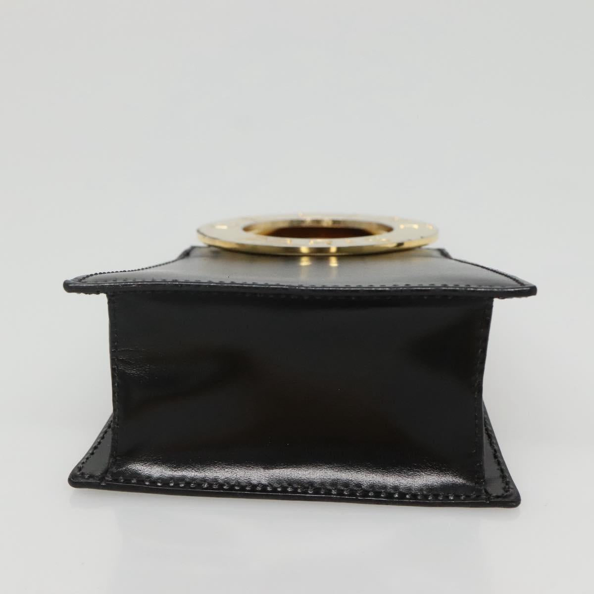 CELINE Shoulder Bag Leather Black Gold Auth MX093A