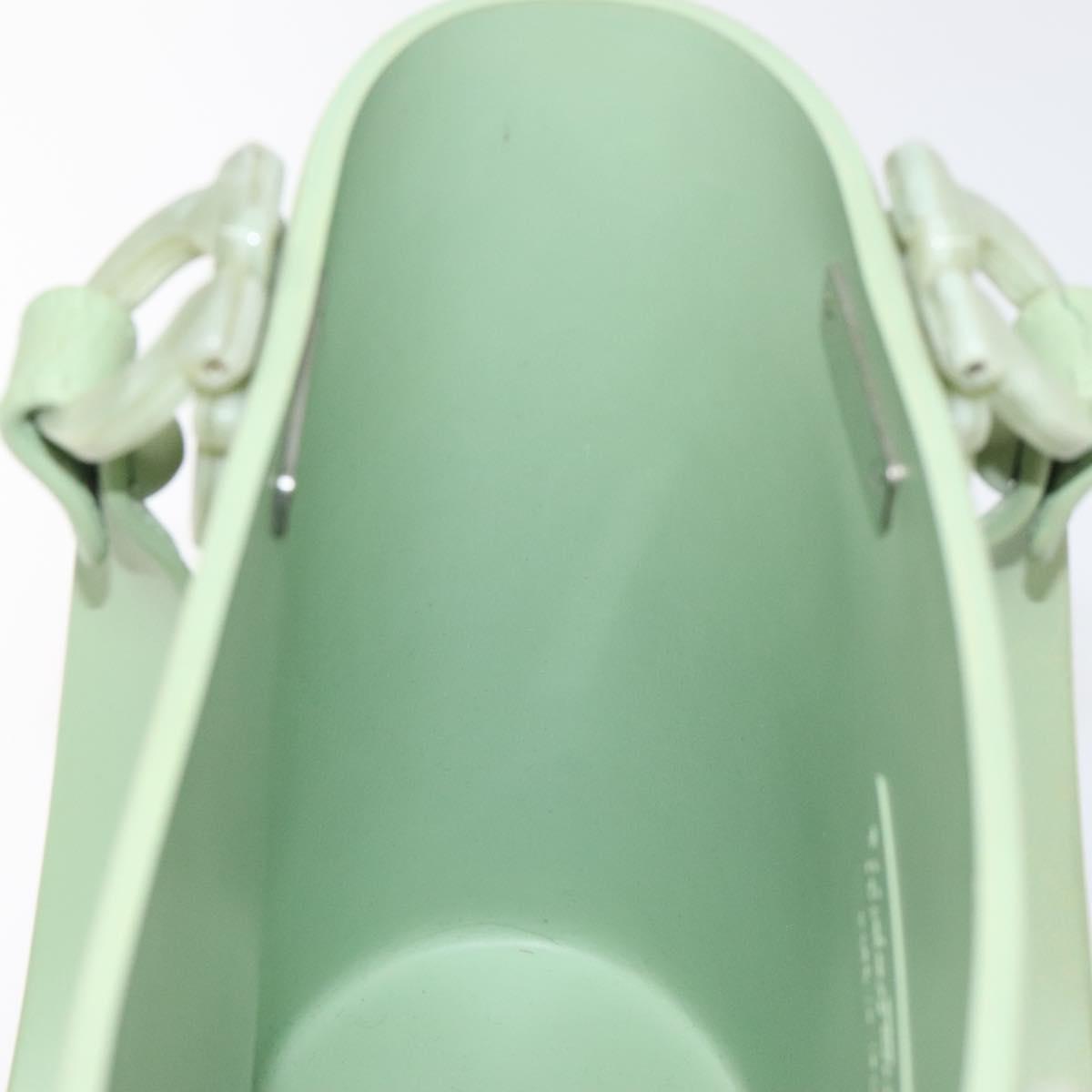 Salvatore Ferragamo Gancini Hand Bag Rubber Green Auth MX099